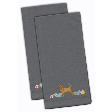 CAROLINES TREASURES Bloodhound Easter Gray Embroidered Kitchen Towel CK1612GYTWE